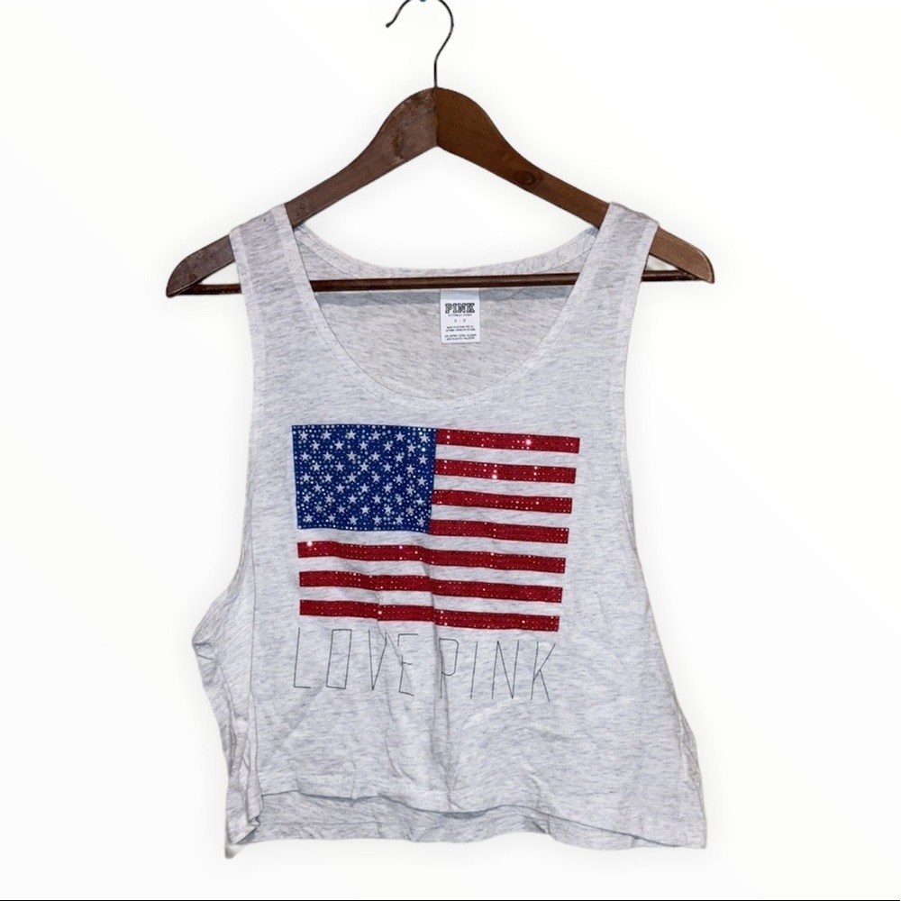 PINK VS Victoria’s Secret flag stars muscle top tee Small